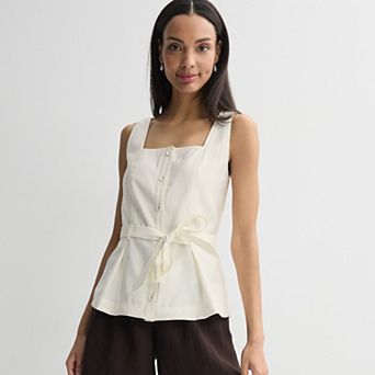 Women's Nine West Sleeveless Belted Top