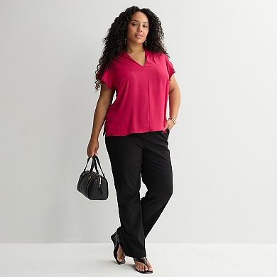 Plus Size Nine West Flutter Sleeve Blouse