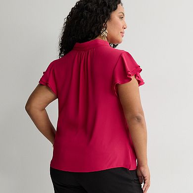 Plus Size Nine West Flutter Sleeve Blouse