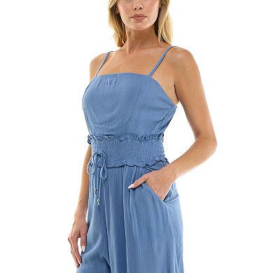 Juniors' As U Wish Smocked Waist Jumpsuit