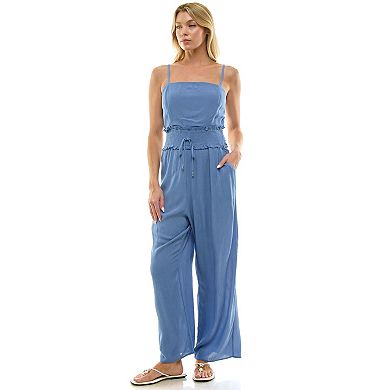 Juniors' As U Wish Smocked Waist Jumpsuit