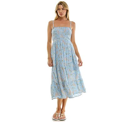 Juniors' Lily Rose Smocked Bandeau Midi Dress
