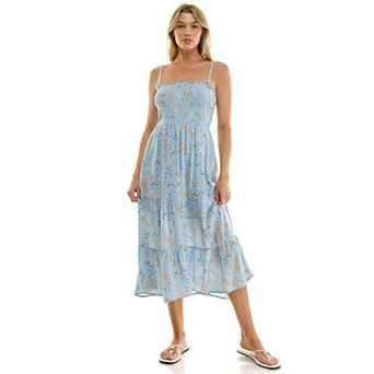 Juniors' Lily Rose Smocked Bandeau Midi Dress