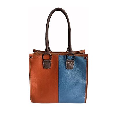 AmeriLeather Whimsy Color Block Tote Bag