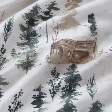 Sweet Home Collection Winter Cabin Printed Extra Deep Pocket Flannel Sheet Set