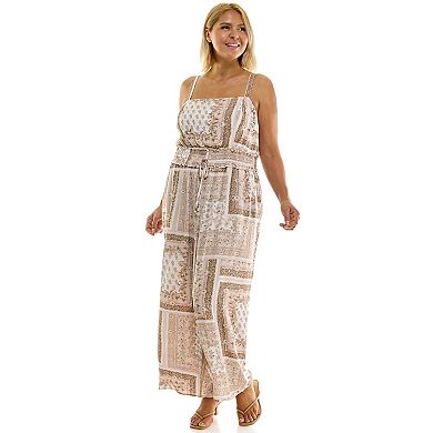 Juniors' Plus Size Lily Rose Smocked Waist Jumpsuit