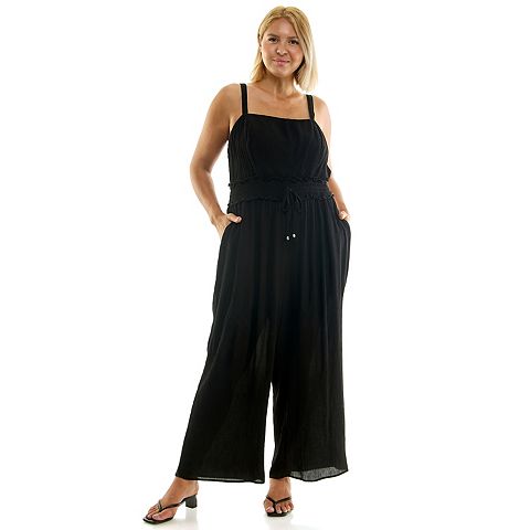 Женские комбинезоны Lily Juniors' Plus Size Lily Rose Smocked Waist Jumpsuit