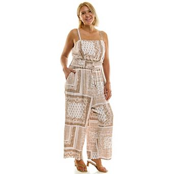 Juniors' Plus Size Lily Rose Smocked Waist Jumpsuit