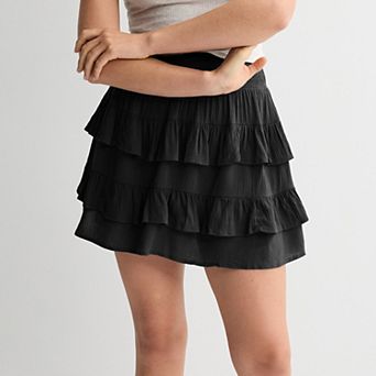 Juniors' SO® Tiered Smocked Waist Mini Skort