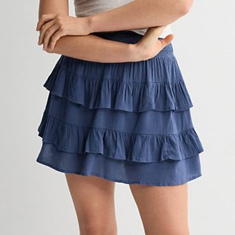 Juniors' SO® Tiered Smocked Waist Mini Skort