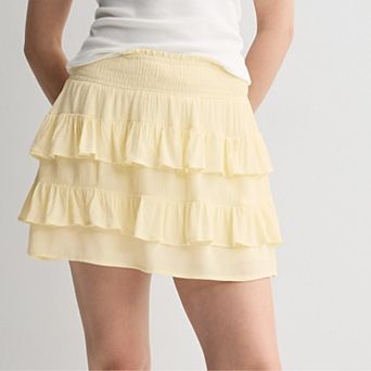 Juniors' SO® Tiered Smocked Waist Mini Skort