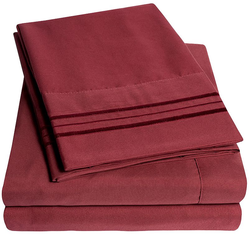 Sweet Home Collection 1800 Supreme Soft Deep Pocket Sheet Set, Red