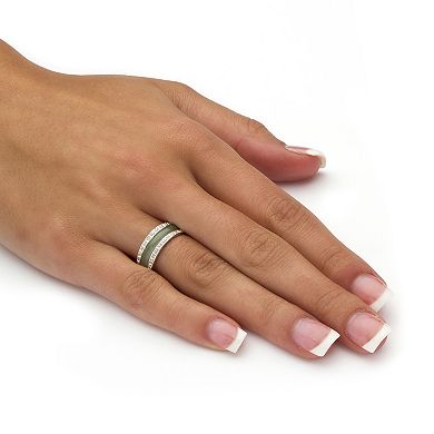 PalmBeach Jewelry Multicolor Jade .925 Sterling Silver 8-Piece Interchangeable Ring Set