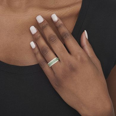 PalmBeach Jewelry Multicolor Jade .925 Sterling Silver 8-Piece Interchangeable Ring Set