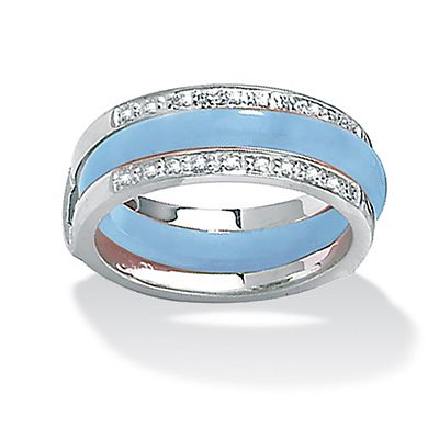 PalmBeach Jewelry Multicolor Jade .925 Sterling Silver 8-Piece Interchangeable Ring Set