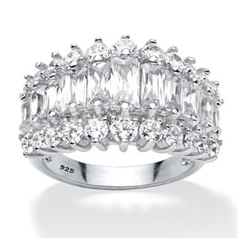 PalmBeach Jewelry 4.38 ct w. Emerald-Cut Cubic Zirconia Engagement Ring
