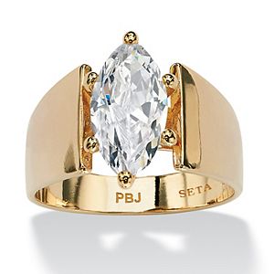 Palm Beach Jewelry 14K Gold Plated Cubic Zirconia Marquise Cluster Ring - Sizes 6-10