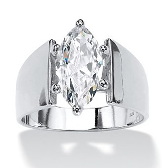 PalmBeach Jewelry 2.48 TCW Marquise-Cut Cubic Zirconia Solitaire Ring