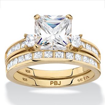 PalmBeach Jewelry 3.62 ct w 2 pc Cubic Zirconia Wedding Ring Set