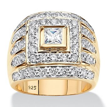PalmBeach Jewelry Men's 2.89 TCW Square-Cut Cubic Zirconia Ring