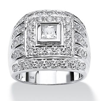 PalmBeach Jewelry Men's 2.89 TCW Square-Cut Cubic Zirconia Ring