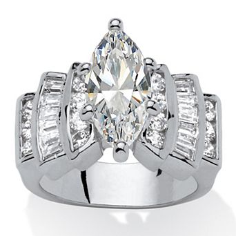 PalmBeach Jewelry 3.63 ct w. Marquise-Cut Cubic Zirconia Engagement Ring