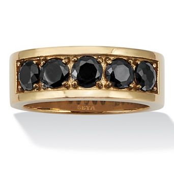 PalmBeach Jewelry 1.75 TCW Men's Round Black Cubic Zirconia Ring