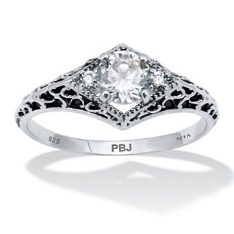PalmBeach Jewelry .75 TCW Round Cubic Zirconia Filigree Ring