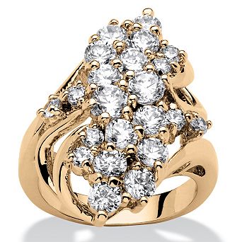 PalmBeach Jewelry 3.44 TCW Cubic Zirconia Cluster Cocktail Ring