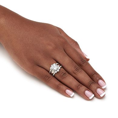 PalmBeach Jewelry 4.66 Cttw. Cubic Zirconia 2-Piece Jacket Wedding Ring Set