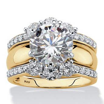 PalmBeach Jewelry 4.66 ct w. Cubic Zirconia 2 pc Jacket Wedding Ring Set