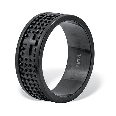 PalmBeach Jewelry Men's Stainless Steel Cross Ring