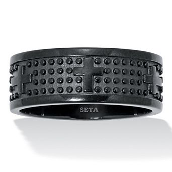 PalmBeach Jewelry Men's Stainless Steel Cross Ring