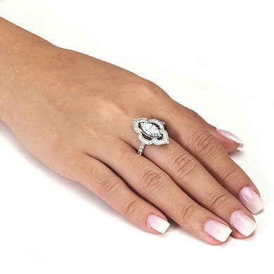 PalmBeach Jewelry 2.67 TCW Marquise Cut Cubic Zirconia Antiqued Ring