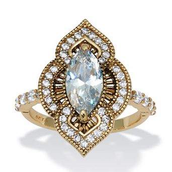 PalmBeach Jewelry 2.67 TCW Marquise Cut Cubic Zirconia Antiqued Ring