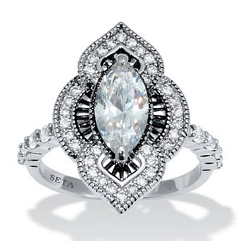 PalmBeach Jewelry 2.67 TCW Marquise Cut Cubic Zirconia Antiqued Ring