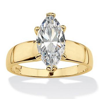 PalmBeach Jewelry 2.11 ct w. Marquise-Cut Cubic Zirconia Solitaire Ring