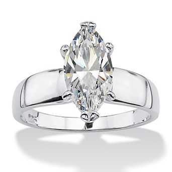 PalmBeach Jewelry 2.11 ct w. Marquise-Cut Cubic Zirconia Solitaire Ring
