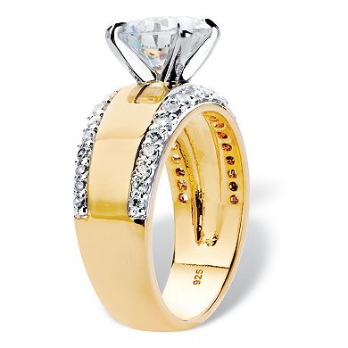 PalmBeach Jewelry 3.21 TCW Cubic Zirconia Wide Band Engagement Ring