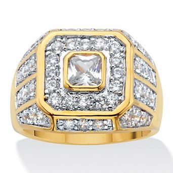 PalmBeach Jewelry Men's 2.33 TCW Square-Cut Cubic Zirconia Octagon Grid Ring