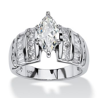 PalmBeach Jewelry 3.87 TCW Marquise-Cut Cubic Zirconia Ring