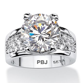 PalmBeach Jewelry 6.96 TCW Round Cubic Zirconia Engagement Ring