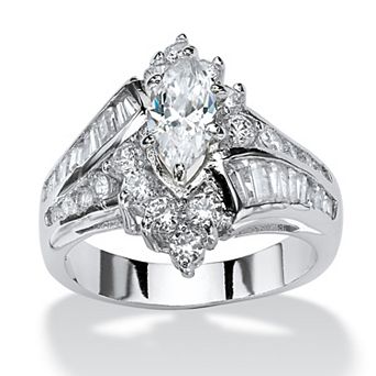 PalmBeach Jewelry 3.20 TCW Marquise-Cut Cubic Zirconia Ring
