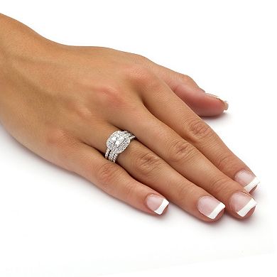PalmBeach Jewelry 2.37 TCW Princess-Cut Cubic Zirconia Three-Piece Bridal Set