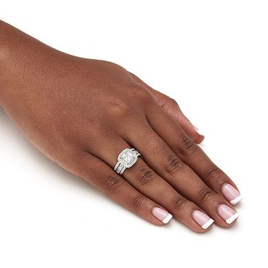 PalmBeach Jewelry 2.37 TCW Princess-Cut Cubic Zirconia Three-Piece Bridal Set