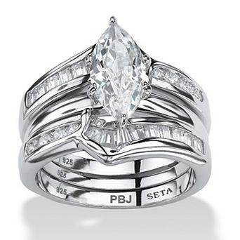 PalmBeach Jewelry 3.57 ct w. Cubic Zirconia 2 pc Jacket Bridal Ring Set