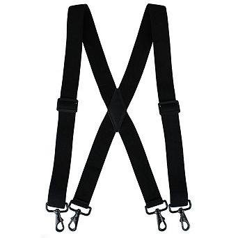CTM Men's Elastic X-Back Black Swivel Hook Suspenders