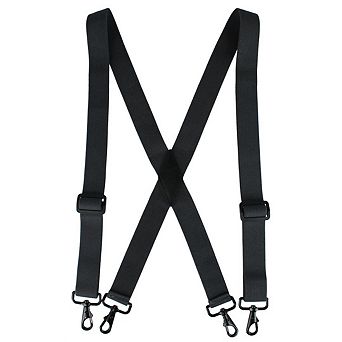 CTM Men's Elastic X-Back Black Swivel Hook Suspenders