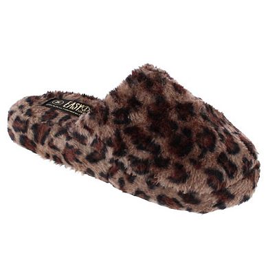 CTM Women's Plush Animal Print Slippers