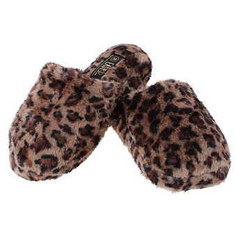 CTM Women's Plush Animal Print Slippers